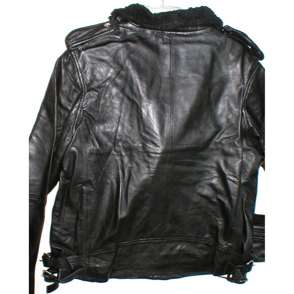 New NWT Mens Designer Slate & Stone Leather Shearling Moto Jacket XL Black Silve - Picture 6 of 7